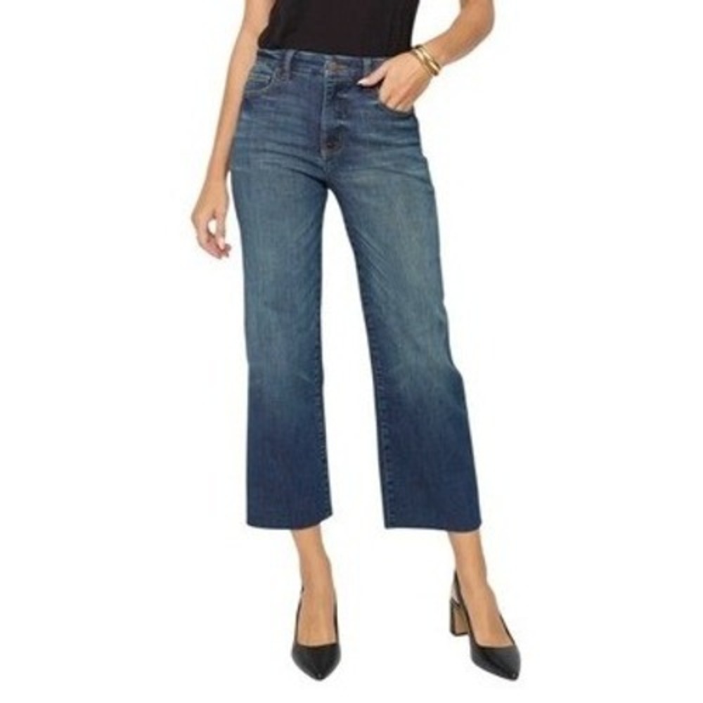 Oliver Logan Aberdeen High Rise Wide Leg Crop Jeans 27 Dark Aged Vintage Raw